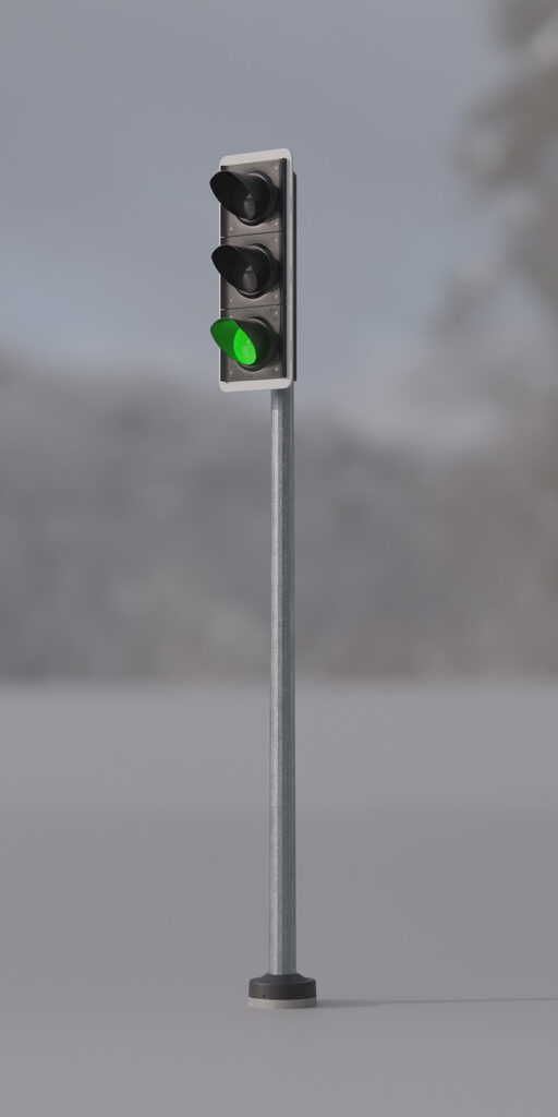 Blurred image of Rigid traffic light poles