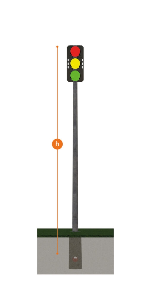 Blurred Non-energy-absorbing traffic light column compliant with EN 12767