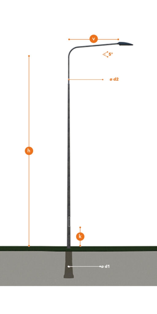 Blurred SJK conical steel lighting poles for various applications