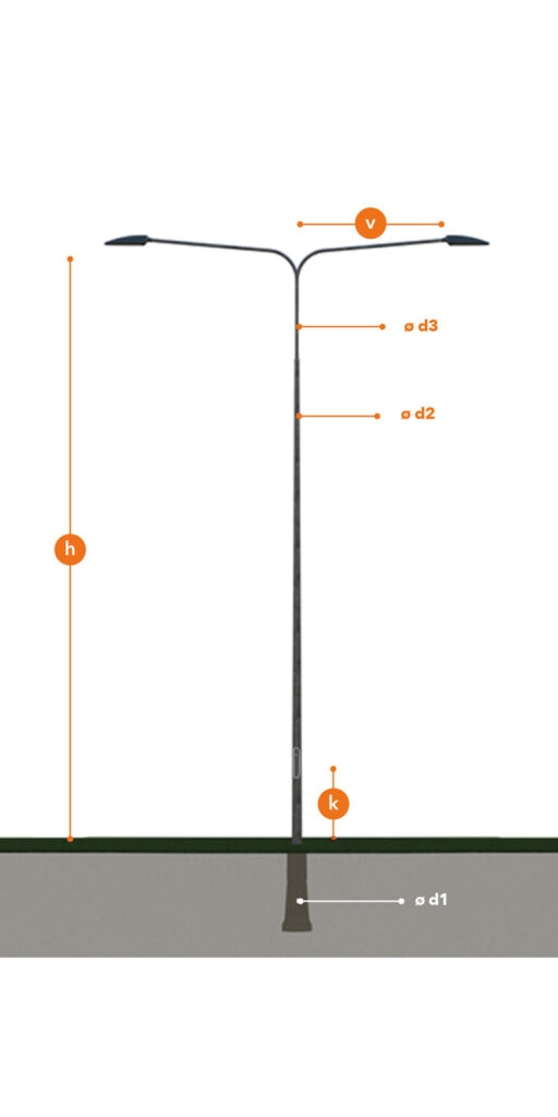 Blurred SJK conical steel lighting poles for various applications